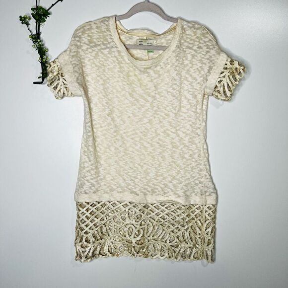 Anthropologie Saturday Sunday Women's Spalliera Lace Cream Sweater Tunic XS - Picture 1 of 8
